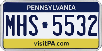 PA license plate MHS5532