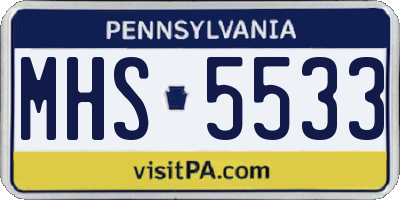 PA license plate MHS5533