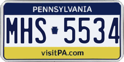 PA license plate MHS5534