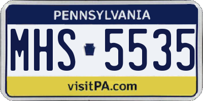 PA license plate MHS5535
