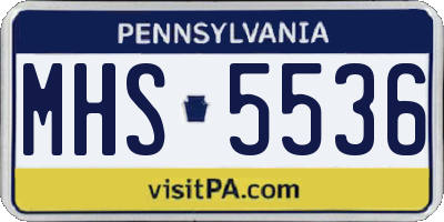 PA license plate MHS5536