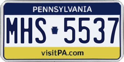 PA license plate MHS5537