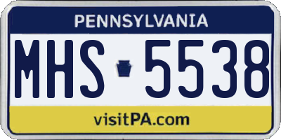 PA license plate MHS5538