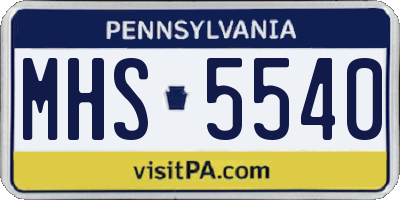 PA license plate MHS5540