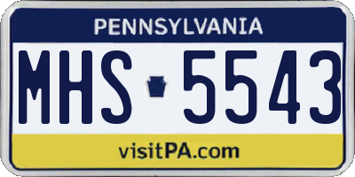 PA license plate MHS5543