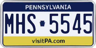 PA license plate MHS5545