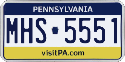 PA license plate MHS5551