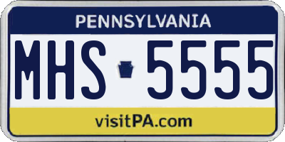 PA license plate MHS5555