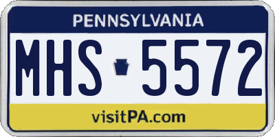 PA license plate MHS5572