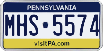 PA license plate MHS5574