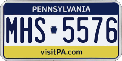 PA license plate MHS5576