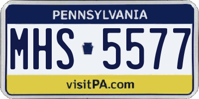 PA license plate MHS5577