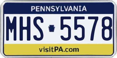 PA license plate MHS5578