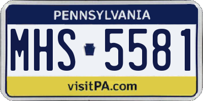 PA license plate MHS5581