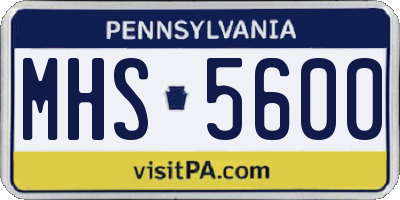 PA license plate MHS5600