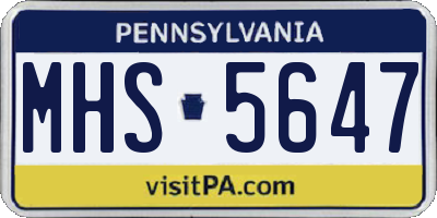PA license plate MHS5647