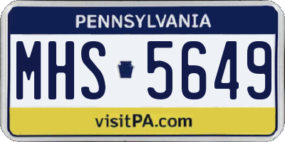 PA license plate MHS5649