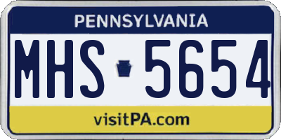 PA license plate MHS5654