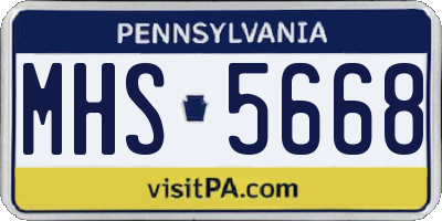 PA license plate MHS5668