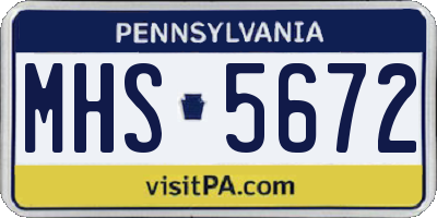 PA license plate MHS5672