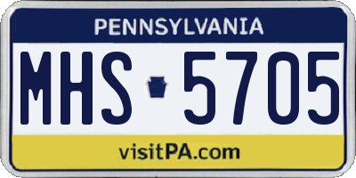 PA license plate MHS5705