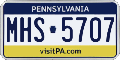 PA license plate MHS5707