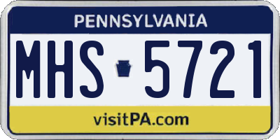 PA license plate MHS5721