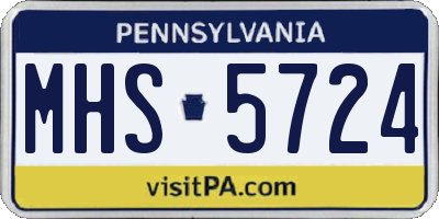 PA license plate MHS5724