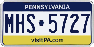 PA license plate MHS5727