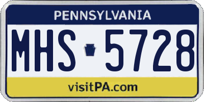 PA license plate MHS5728