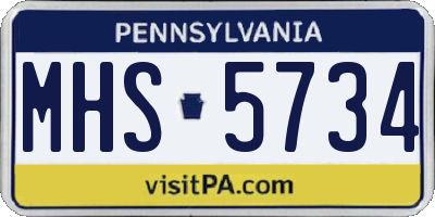 PA license plate MHS5734