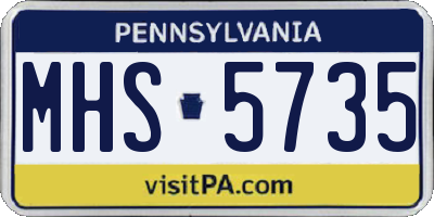 PA license plate MHS5735