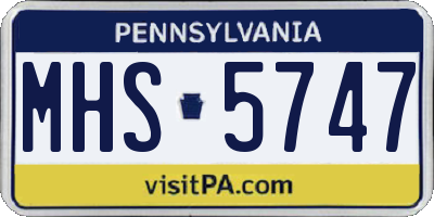 PA license plate MHS5747
