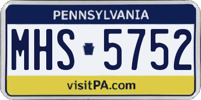 PA license plate MHS5752