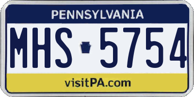 PA license plate MHS5754