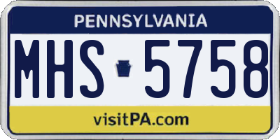 PA license plate MHS5758