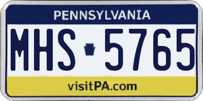 PA license plate MHS5765