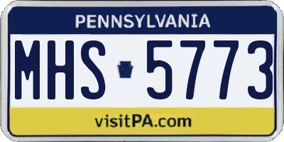 PA license plate MHS5773