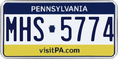 PA license plate MHS5774