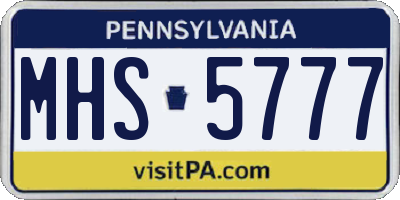PA license plate MHS5777