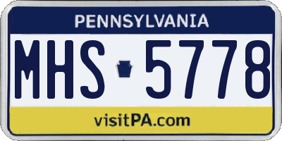 PA license plate MHS5778