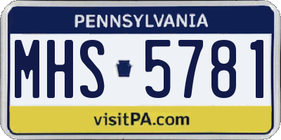 PA license plate MHS5781