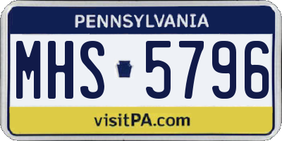 PA license plate MHS5796