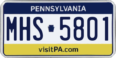 PA license plate MHS5801