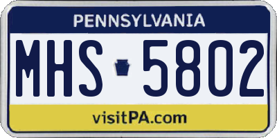 PA license plate MHS5802
