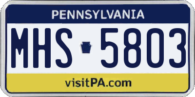 PA license plate MHS5803