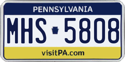 PA license plate MHS5808