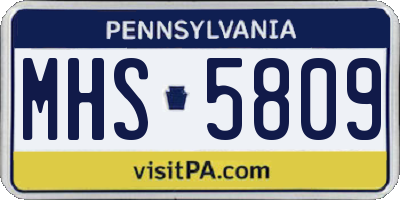 PA license plate MHS5809