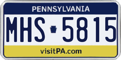 PA license plate MHS5815
