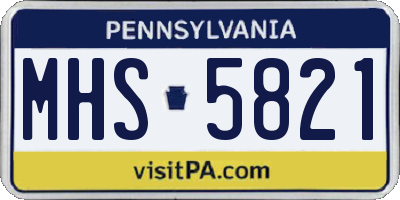 PA license plate MHS5821